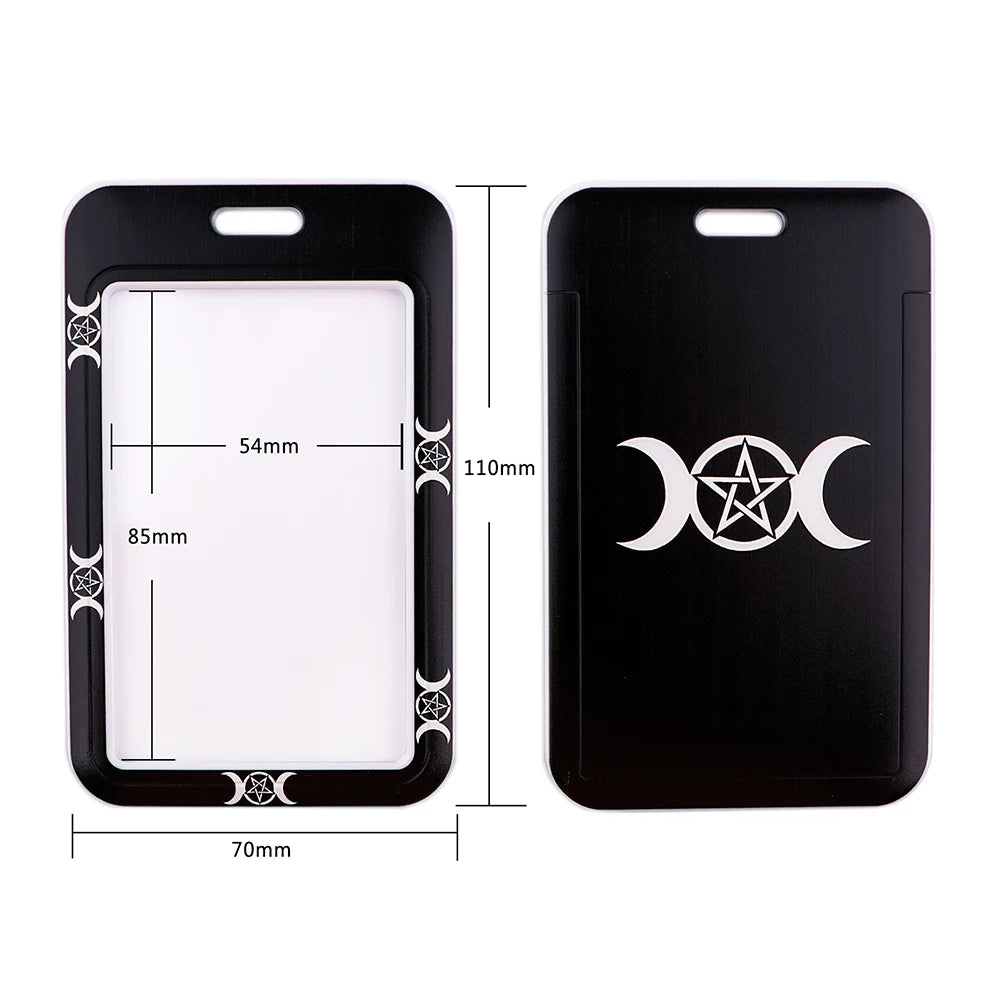DZ1717 Triple Moon Goddess Wicca Pentagram Magic Amulet Keychain Ribbon Lanyards for Keys ID Card Straps Hanging Badge Holder
