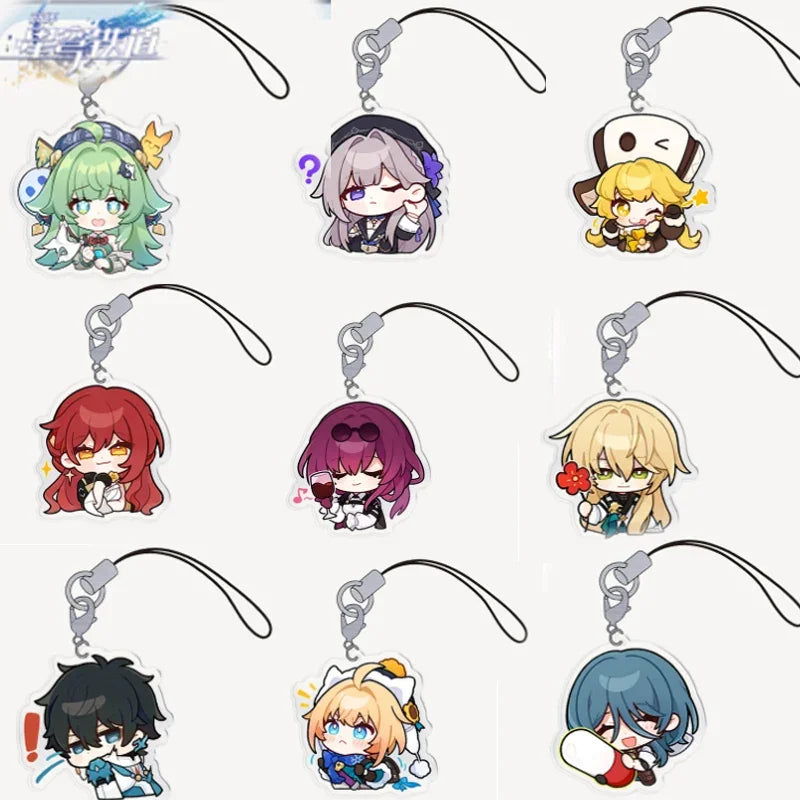 Dan Heng Jing Yuan Anime Mobile Phone Lanyard KeyChain Honkai Star Rail Men Women Print Figure Hanging Key Rope Pendant Fan Gift